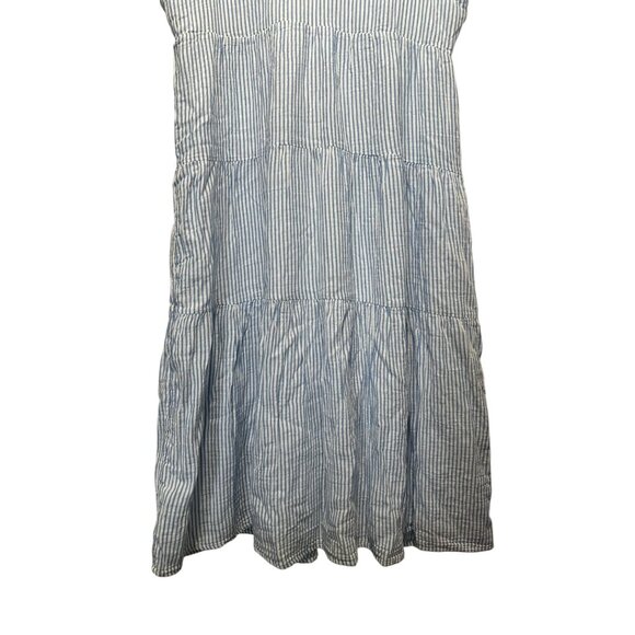 Sold Quince Stripe Gauze Tiered Midi Dress Womens XL Blue White 100% Organic - Picture 10 of 13